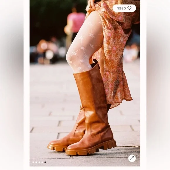 Free People Brooks Caramel Tall Boots size 38 - Picture 2 of 14